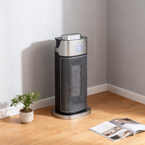 16'' 1500W Tower Space Heater - 3D Flame Effect + Humidifier, 70° Oscillation