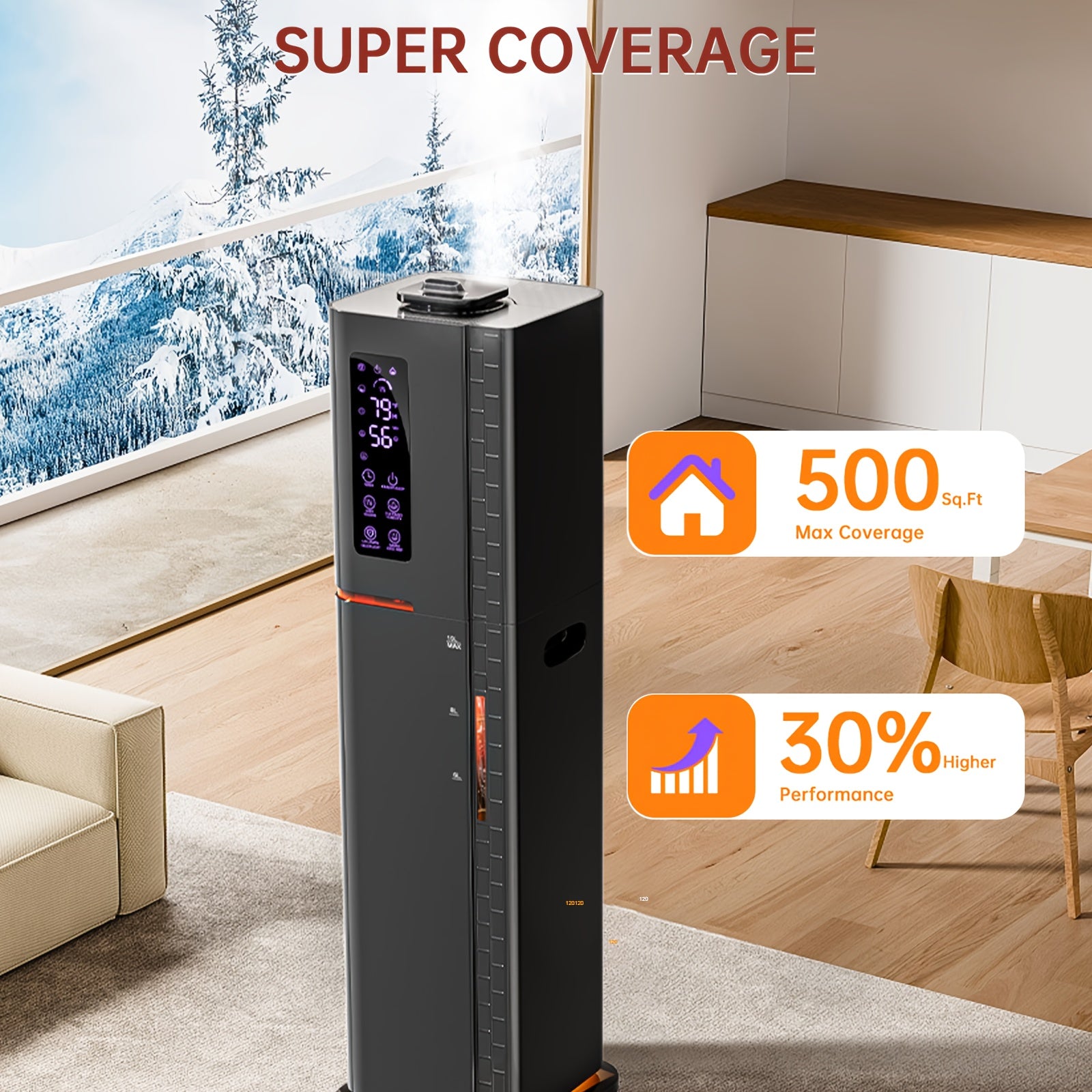 2.64 Gallon Humidifier for Bedroom & Large Rooms, Warm & Cool Mist for Up to 500 Sq Ft, Top Fill Diffuser with Ambient Light, 3 Mist Modes, 24-Hour Timer, 35dB Quiet Operation for Home, Office & Plants