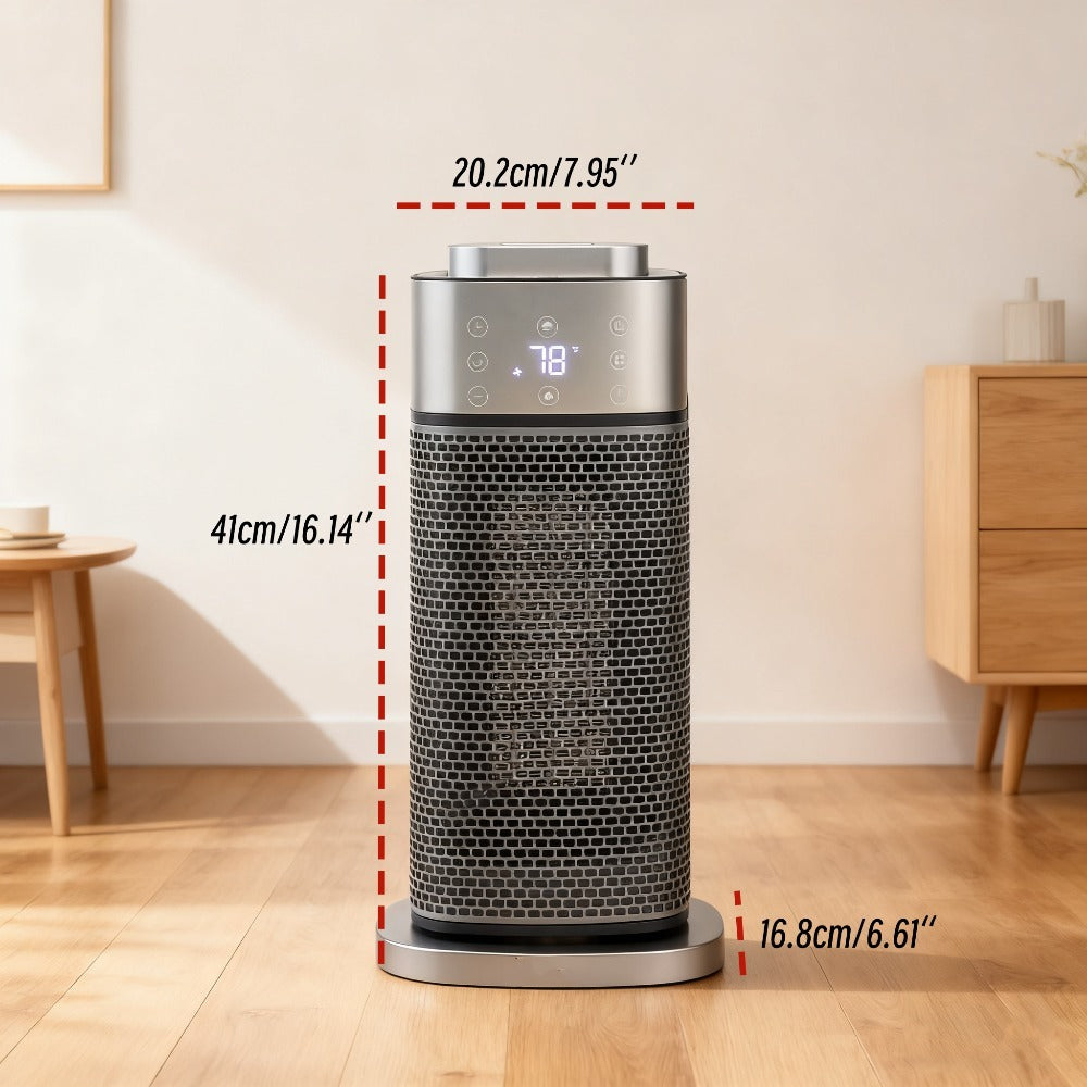 3D Flame Effect Space Heater with Humidifier, 16'' 1500W Tower Heater, 70° Oscillation, Thermostat, Timer Electric Heater for Home, Realistic Fireplace Decor with Remote, Timer, Tip-Over Switch Safe for Bedroom Living Room,  Room Warmer, Modern