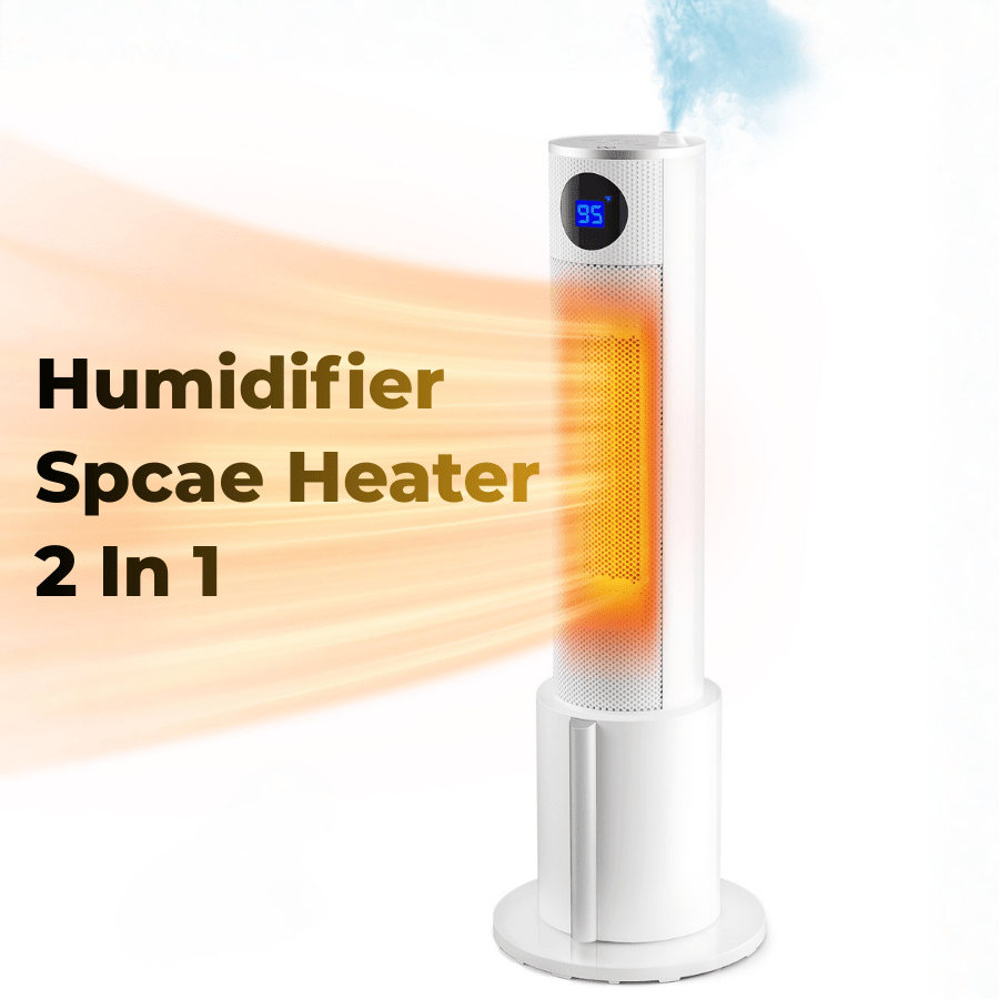 2-in-1 Warm Mist Humidifier & Heater with Adjustable Thermostat, 3 Heat Modes & 12H Timer, Quiet Portable Tower Heater Suitable for Bedroom, Overheat\u002FTip-Over Protection, Bottom-Fill Water, 1500W Heating\u002FHumidifier for Rooms