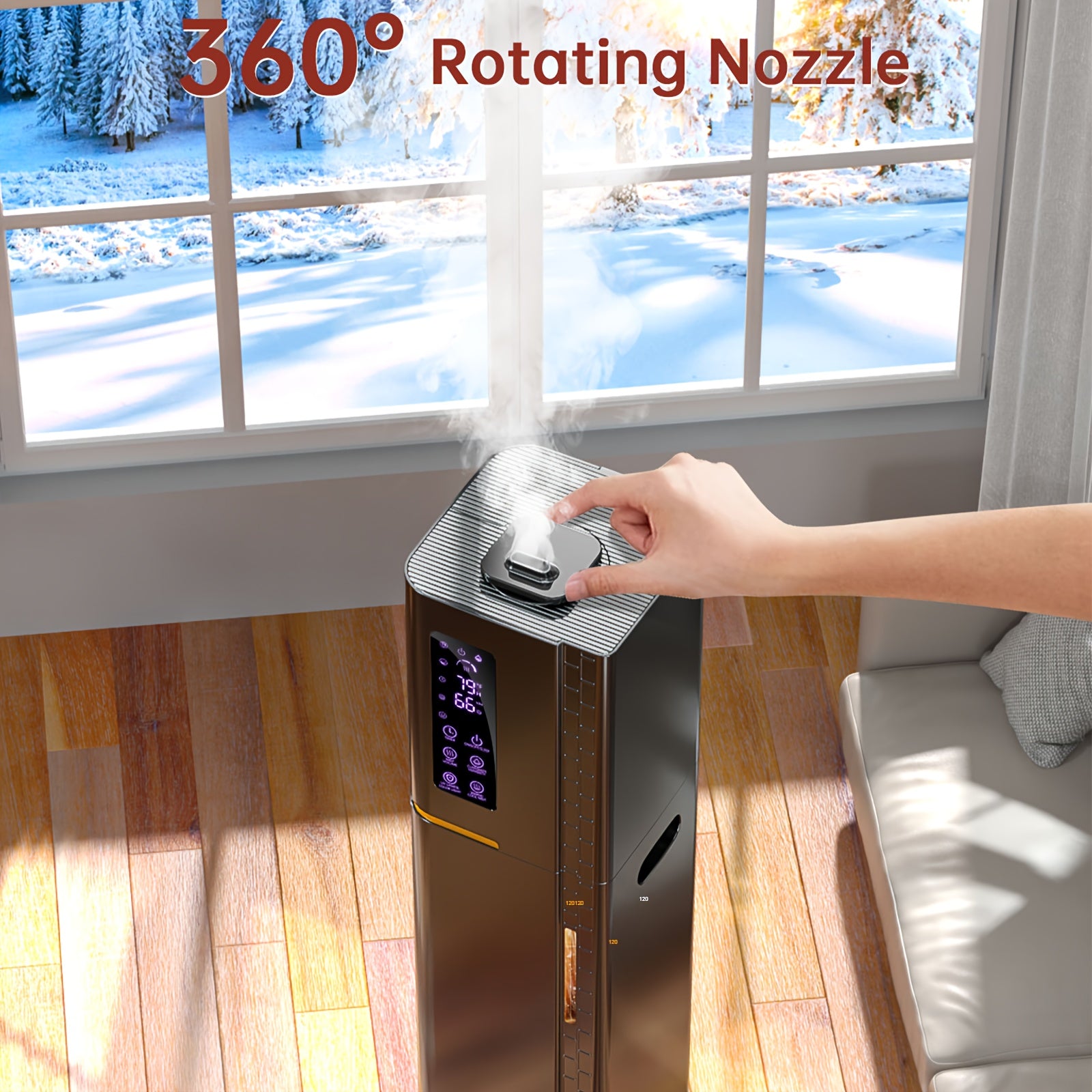 2.64 Gallon Humidifier for Bedroom & Large Rooms, Warm & Cool Mist for Up to 500 Sq Ft, Top Fill Diffuser with Ambient Light, 3 Mist Modes, 24-Hour Timer, 35dB Quiet Operation for Home, Office & Plants