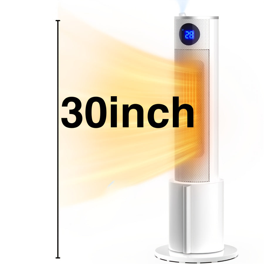 Portable 2-in-1 Humidifier Space Heater, 3 Heat Modes 12H Timer, Safe Quiet Tower Heater for Bedroom Indoor Use