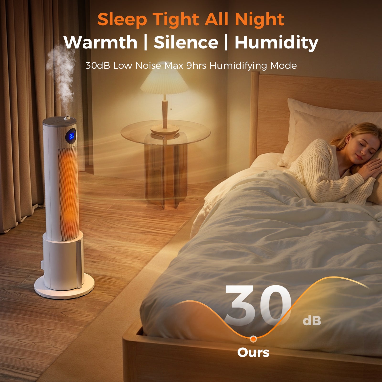 2-in-1 Warm Mist Humidifier & Heater with Adjustable Thermostat, 3 Heat Modes & 12H Timer, Quiet Portable Tower Heater Suitable for Bedroom, Overheat\u002FTip-Over Protection, Bottom-Fill Water, 1500W Heating\u002FHumidifier for Rooms