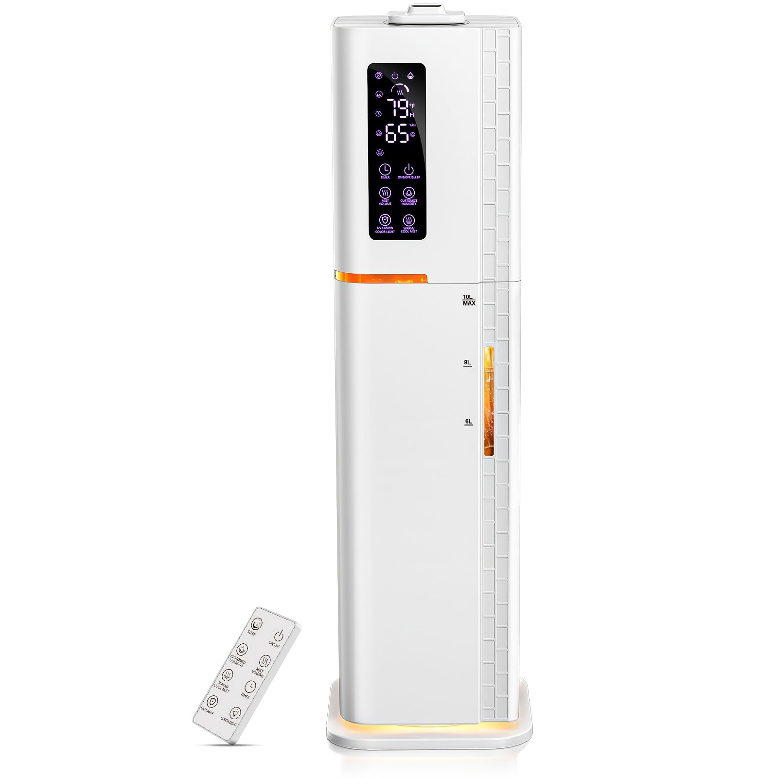 2.64 Gallon Humidifier for Bedroom & Large Rooms, Warm & Cool Mist for Up to 500 Sq Ft, Top Fill Diffuser with Ambient Light, 3 Mist Modes, 24-Hour Timer, 35dB Quiet Operation for Home, Office & Plants