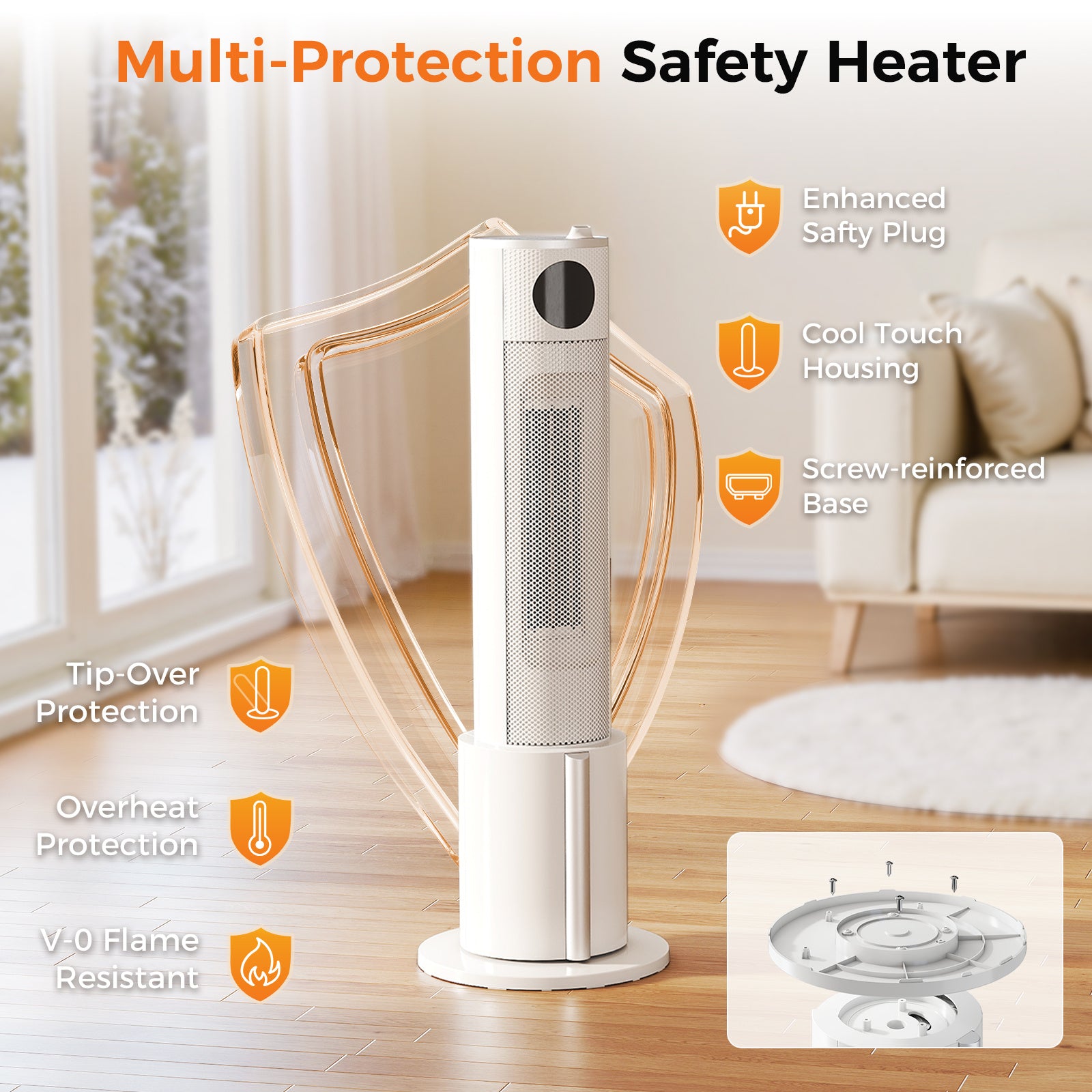 2-in-1 Warm Mist Humidifier & Heater with Adjustable Thermostat, 3 Heat Modes & 12H Timer, Quiet Portable Tower Heater Suitable for Bedroom, Overheat\u002FTip-Over Protection, Bottom-Fill Water, 1500W Heating\u002FHumidifier for Rooms