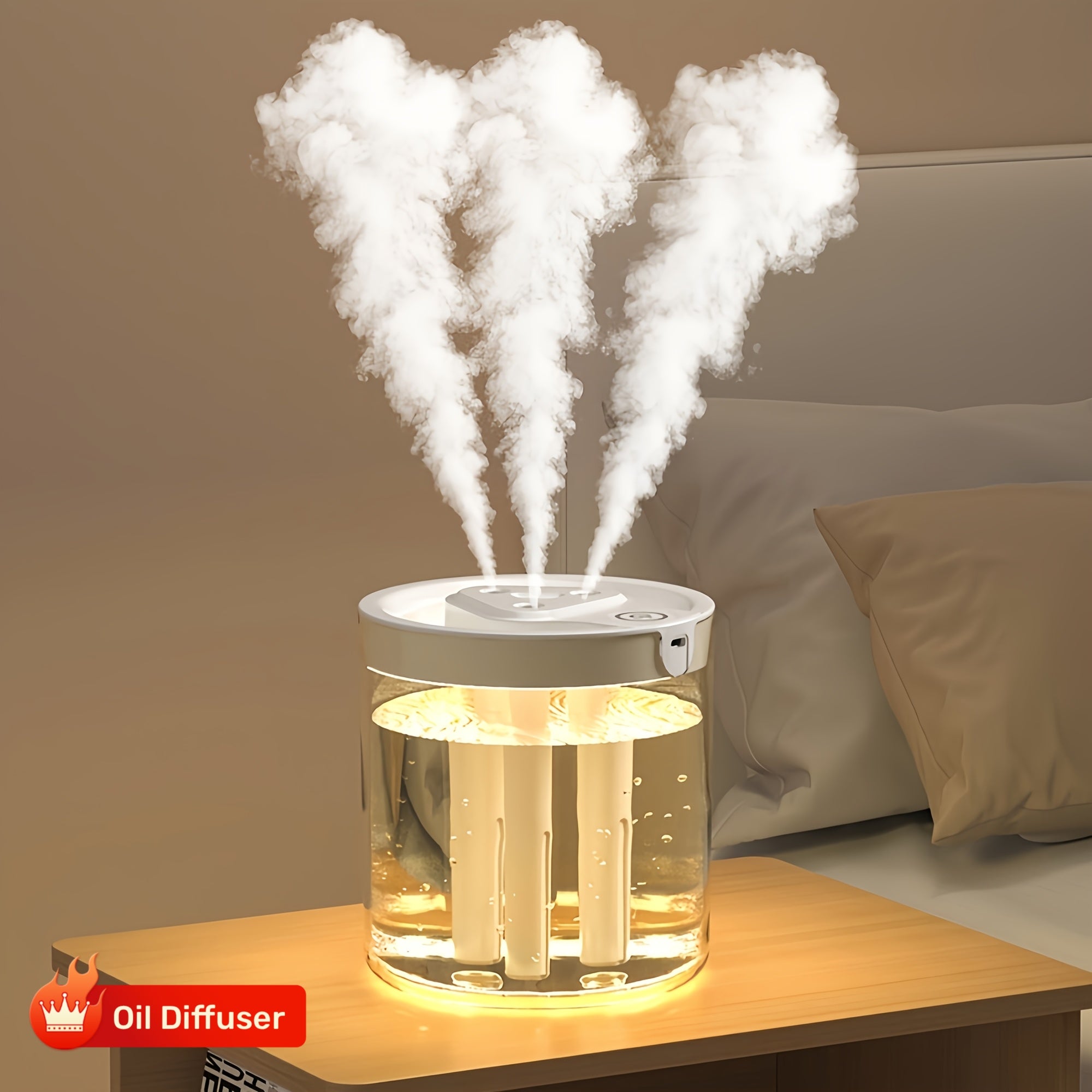 1pc Desktop Aroma Relax Humidifier, 3 Mist Ports, High Capacity, Made of Plastic Material, Suitable for Bedrooms and Offices, Desktop Design, Operating Voltage ≤ 36V